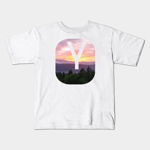 Initial Y Sunset Photograph Kids T-Shirt by DPattonPD